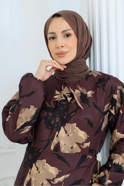 Seasonal Tunic Dress with Flower Pattern and Daisy Detail