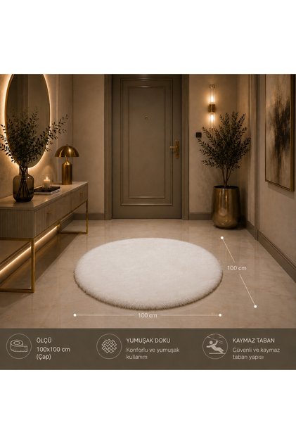 100 cm oval plush carpet rabbit fur premium