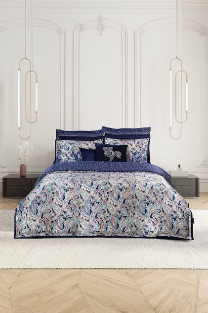 Orion Navy Blue Double 100% Silk Satin Elite Duvet Cover Set