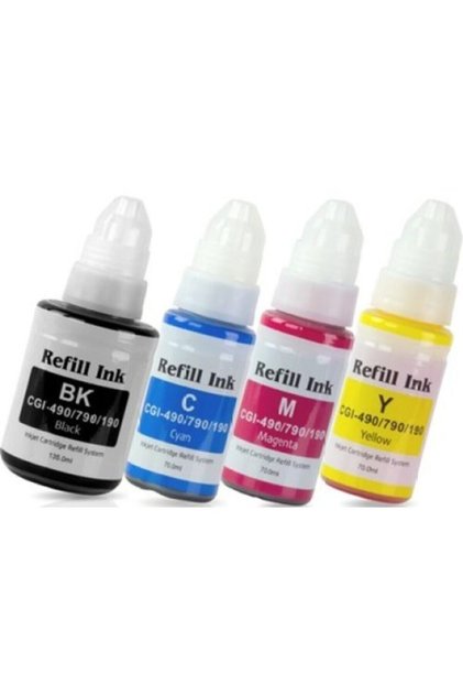 Canon Pixma G3200, G3400, G3410, G3411, G3415, G3416 GI 490 Uyumlu 4 Renk Mürekkep Seti - Renkli