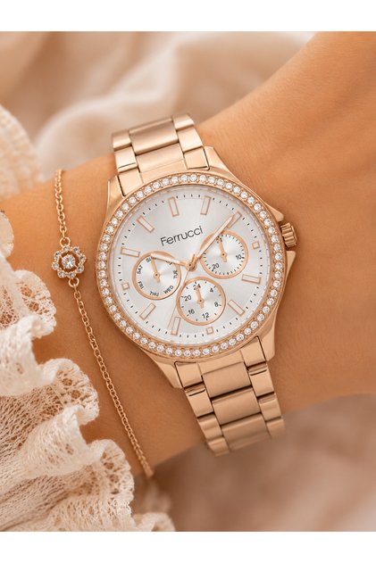 Women's Wristwatch Steel Band Rose Gold Color Casual and Stylish Combination Bracelet Gift