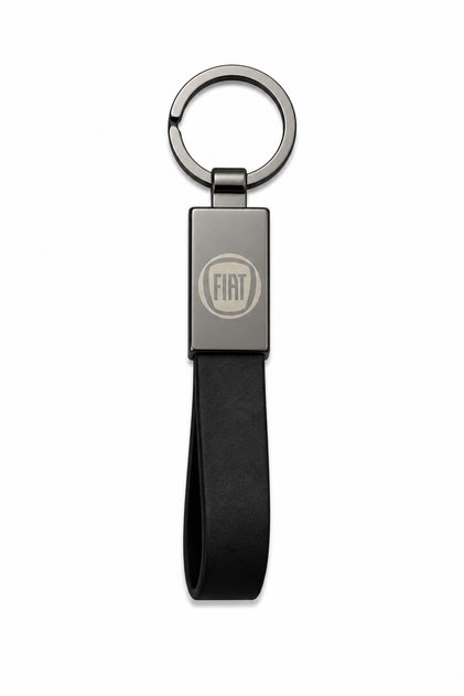 Fiat Keychain Shiny Metal & Leather – Double-Sided Logo, Premium Stylish Design, 12 X 2 cm Size, Car Accessory