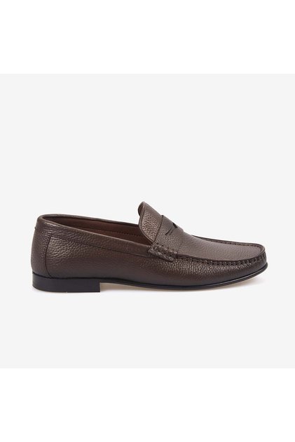 Men's Leather Sole Genuine Leather Brown Deer Laceless Classic Casual Shoes A12502