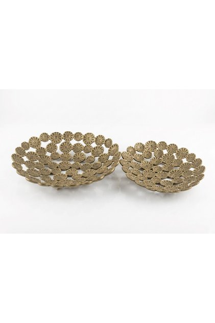 DELFINA 2Lİ OVAL TABAK SETİ – Antik Bronz Renkli Dekoratif Metal Gondol ve Sunum Kasesi Seti