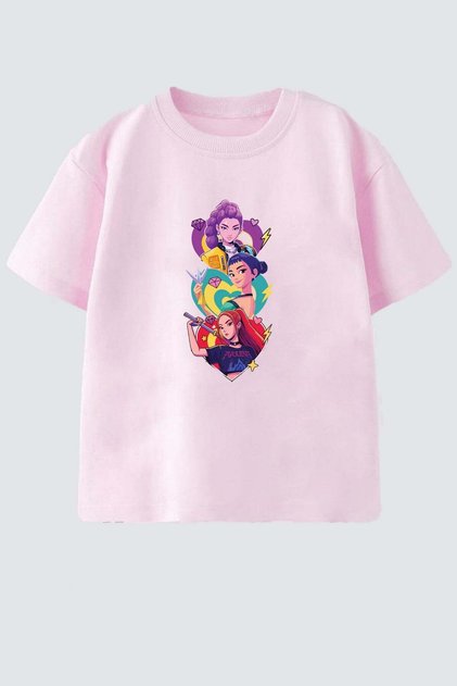 Girl's Cotton Crew Neck Huntrix Printed T-Shirt