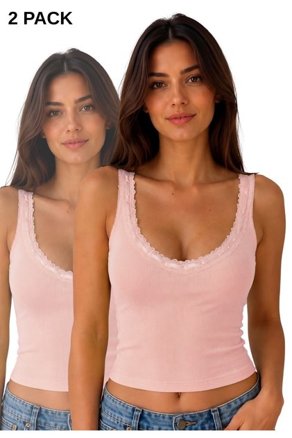 Women's Lace Strap 2-Piece Viscose Crop Top