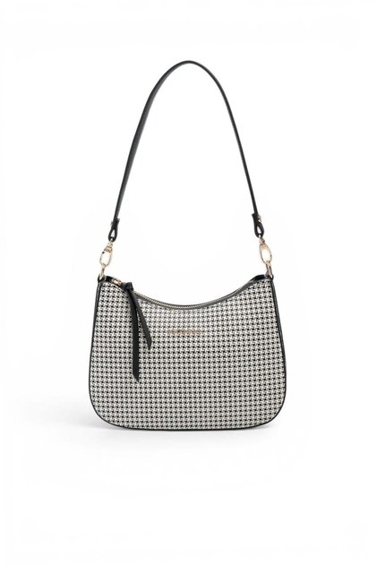 Black - Black Houndstooth Plaid Women's Shoulder Bag Sp1259