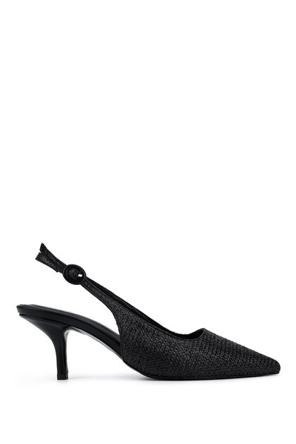 Women's Faux Leather Black Heeled Shoes