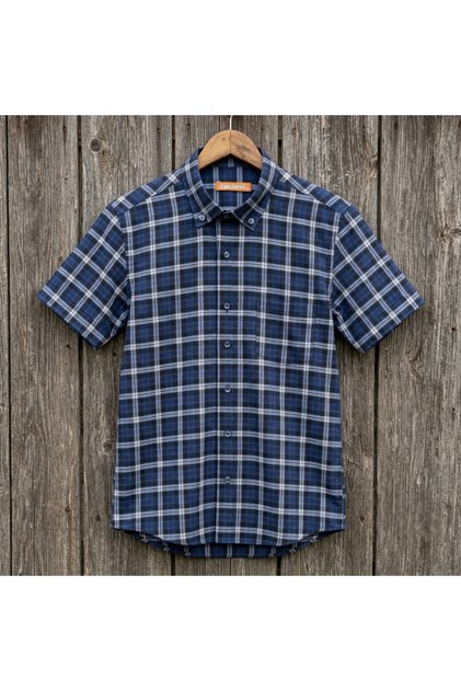 Men's Classic Loose Fit Short Sleeve Checkered Dad Shirt with Pockets