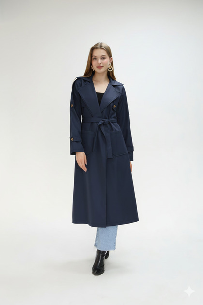 Plus Size Belted Trench Coat with Pockets