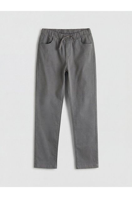 Gray Slim Fit Boys Gabardine Trousers