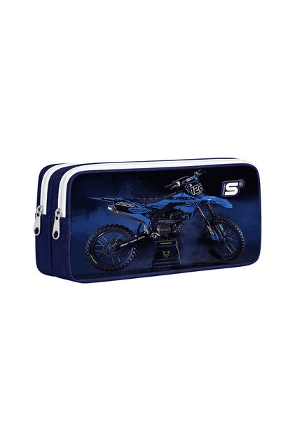 Motocross Racing Motor Patterned Double Compartment Pencil Case