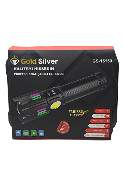 farissu Gold Silver GS-15150 Profesyonel Şarjlı El Feneri | 11000