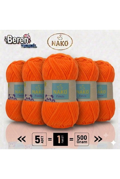 Panda - Portakal (3127) - 5'li Paket - 100gr/120m - Kadife El Örgü İpi - Amigurumi Punch İpi