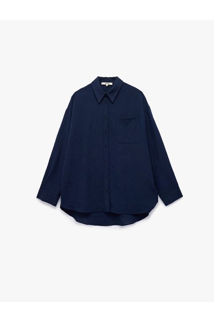 Comfortable Fit Pocketed Long Sleeve Shirt Beach Dress