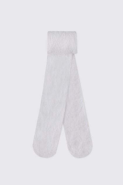 Girl's White Glittery Pantyhose