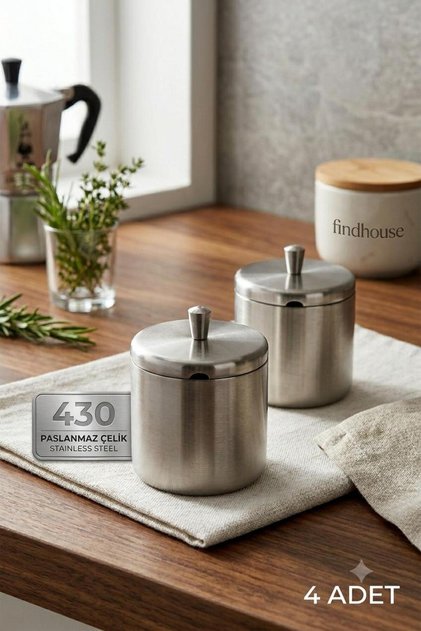 Ege Large Size 4-Piece Elite 430 Stainless Steel Spice Rack Home, Cafe, Restaurant, Hotel