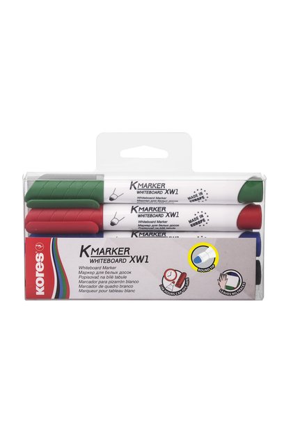 Marker pentru tablă albă, set de 4, 3mm