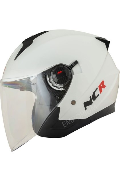 KASK ÇENESİZ VİZÖRLÜ 708 ECE BELGELİ-PARLAK BEYAZ
