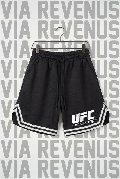 Ufc Ultimate Printed Unisex Vortex Fabric Sports Training Shorts with Stripe Detail