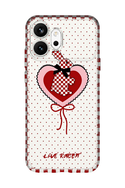 Honor 600 Compatible Red Checkered Rabbit Pattern Transparent Phone Case