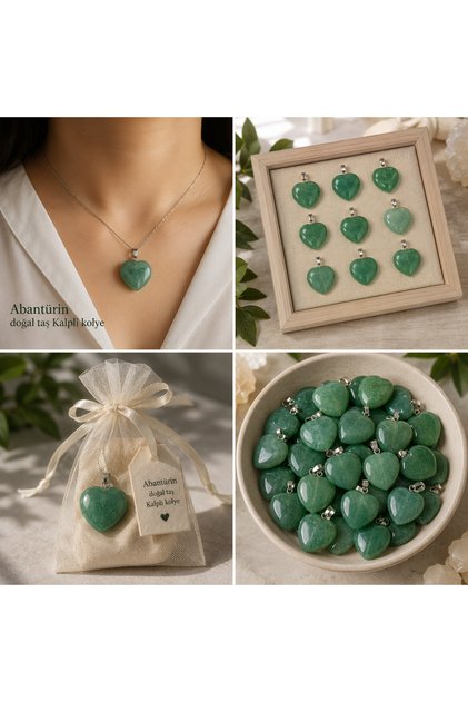 Avantürin Natural Stone Heart Pendant – Luck, Abundance, and Heart Chakra Stone | Certified