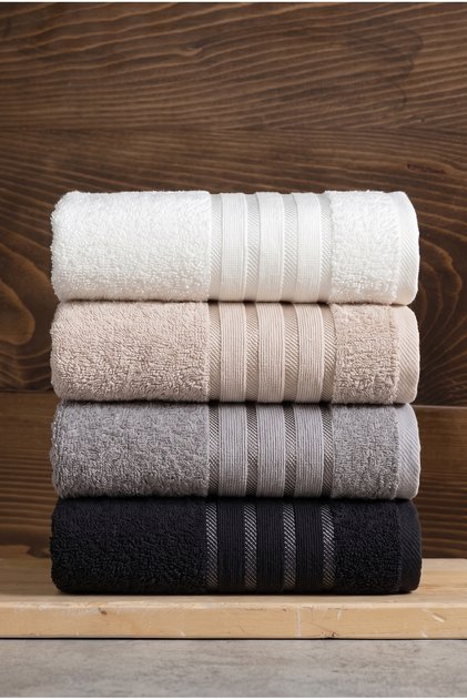 Pera 4-Piece Jacquard Towel Set |   Hand, Face, and Hair Towel |   High Absorbency - Fast Protection |   50X90 cm |   100% Cotton