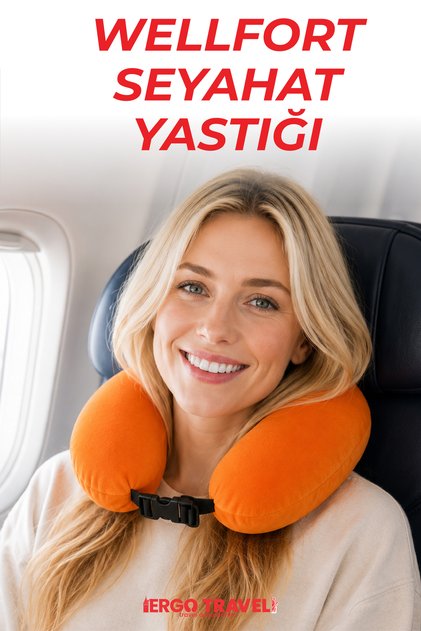 Wellfort Orthopedic Travel Pillow Visco Travel Pillow with Neck Support - Orange