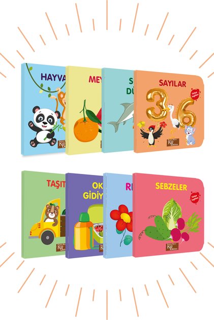 ilk Kitaplarım 8'li Set - Türkçe & İngilizce Bebek Kitapları 15x15 cm