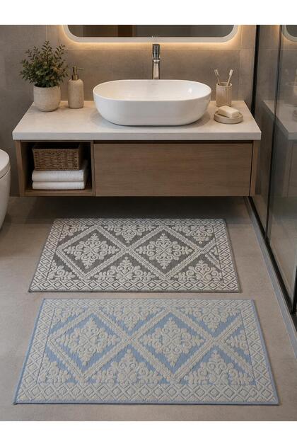 2 Pieces of 100% Cotton Natural Foot Towels and Mats