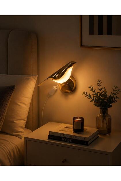 KUŞ FİGÜRLÜ LEDLİ aplik gold renk