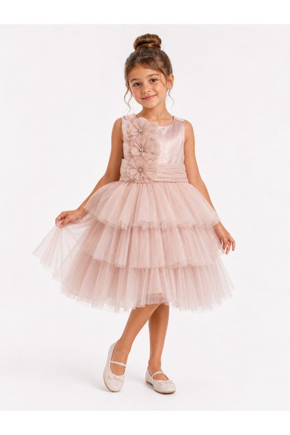 Girl's Floral Appliqué Princess Evening Dress Ak355