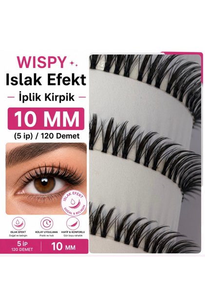 Islak Efekt Wispy ipli Kirpik ekspres kirpik –10mm 120 Demet