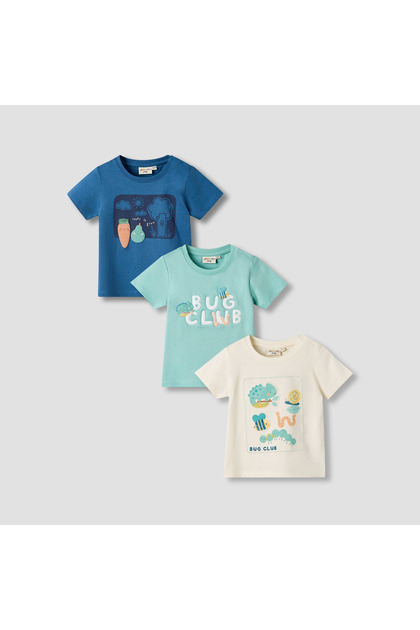 Set of 3 Crew Neck Short Sleeves T-shirt with Graphic Print