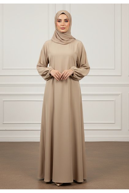 Elegant Minimalist Flowing Abaya with Bishop Sleeves-890