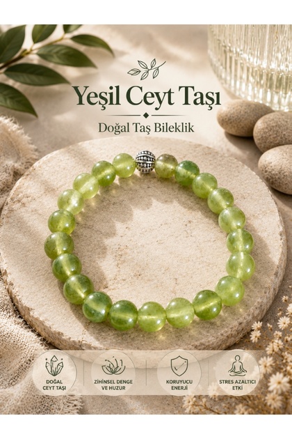 Natural Jade (Ceyt) Sphere Cut Unisex Natural Stone Bracelet