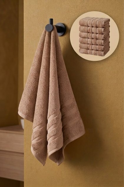 6-Pack Işıl Premium Hand Towels 41X71Cm - Beige - 100% Cotton - 600 Gr/M2
