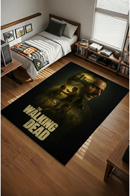 The Walking Dead Dijital Baskılı Kaymaz Taban Oyuncu ve Genç Odası Halısı