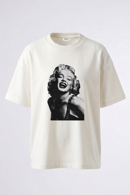 Marilyn Monroe_1 Design Printed Oversize White T-Shirt