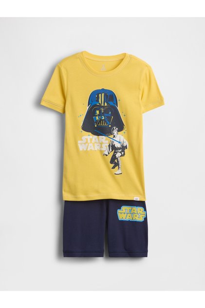 Erkek Çocuk Sarı Star Wars Organik Pamuk Pijama Şort Seti