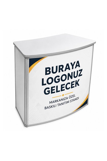 Tanıtım Masası Standart Convex Beyaz Çantalı 80x48 cm - Alüminyum Fuar Standı