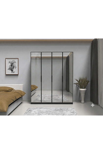 %100 MDF 4 Komple Ayna Kapaklı Gardrop