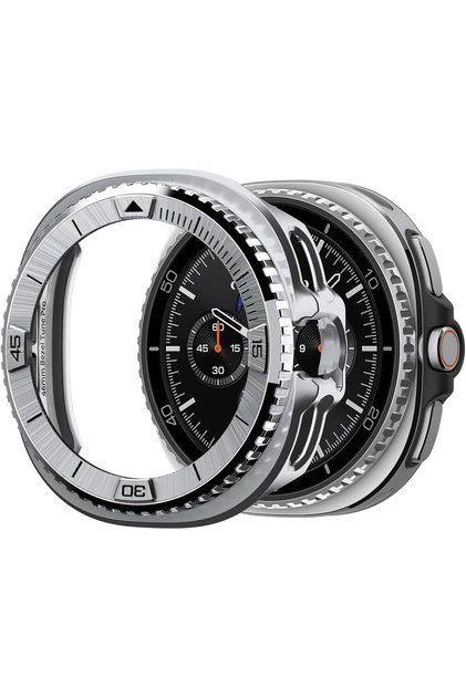 Bezel Tune Pro (Pilot) for Samsung Galaxy Watch 8 Classic 46mm Bezel Ring Protector with Case (2025) - Silver