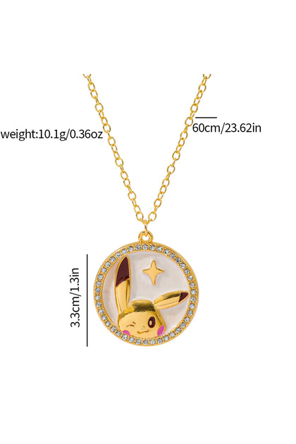 Bandai XL3523 Anime Metal Pendant Cute Cartoon Figure Pikachu Necklace for Anime GO Kawaii Y2k Neckl