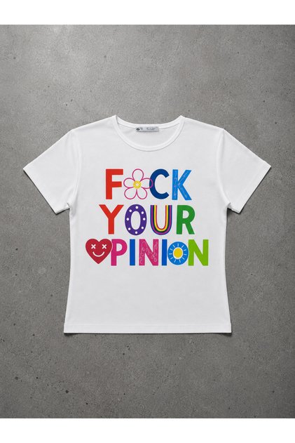 No Opinion Statement Graphic Printed Baby Tee