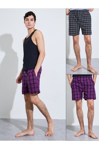 Pack of 2 - Checked Cotton Boxer