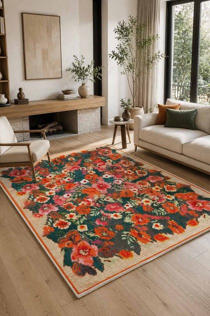 Lüks Salon Halısı Makinede Yıkanabilir Kaymaz Taban Halı