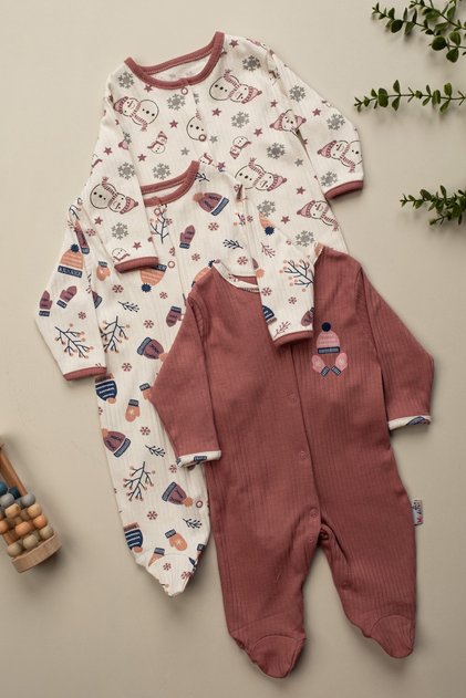 Baby Girl 100% Cotton 3-Piece Jumpsuit Set with Booties 3-6-9 Months