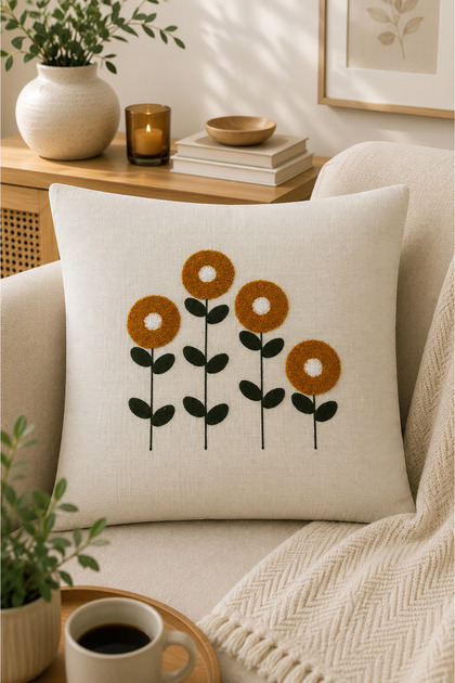 Decorative Punch Throw Pillow Cover Linen Fabric with Hidden Zipper 43X43