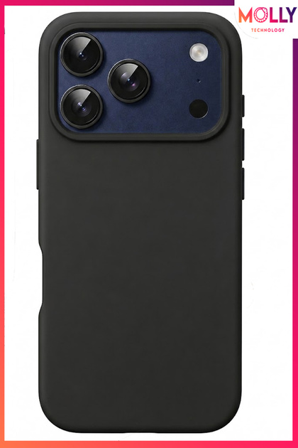 Black Liquid Inside Velvet Matte Silicone Case for iPhone 17 Pro Max